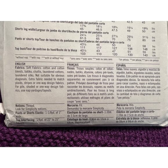 simplicity 9032 Sewing pattern top tunic pants shorts size xs s m - Picture 7 of 7